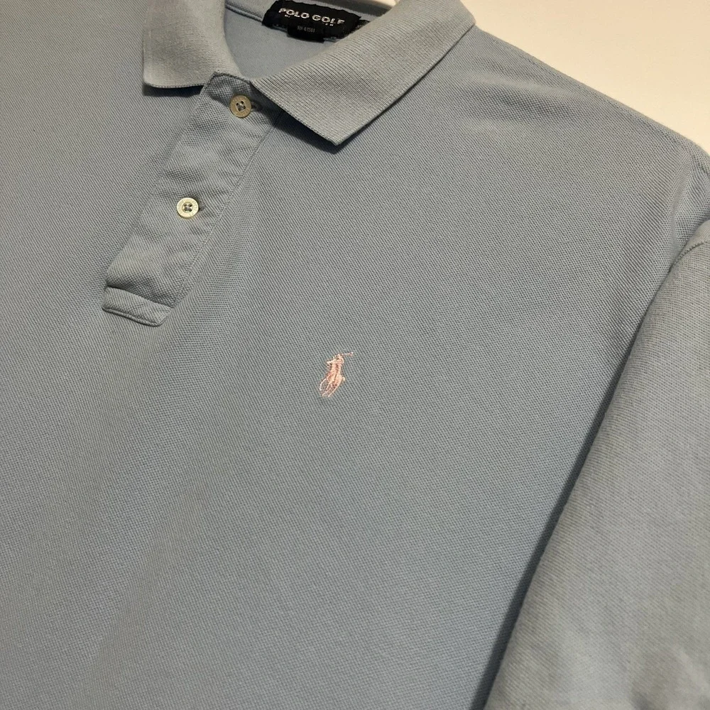 Polo Ralph Lauren Polo Shirt Mens XL Blue Short Sleeve Cotton Pink Pony Logo